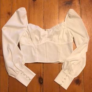 White puff sleeve blouse